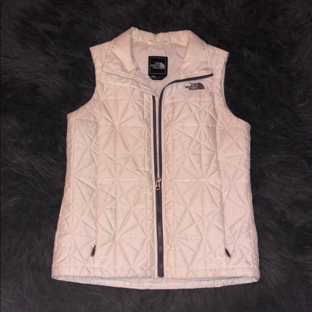 North face white puffy vest